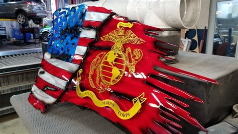 Split Tattered And Torn Burnt American Flag Military Flag