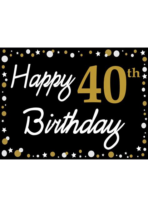 Happy 40th Birthday Black Gold And White Yard Sign Party On