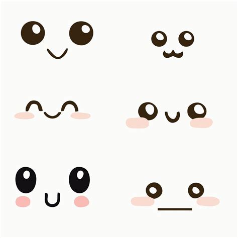 Set Of Kawaii Faces Cute Happy Cartoon Character Faces 14375004