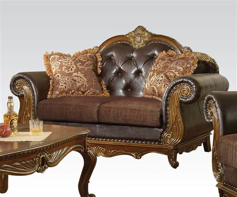 Dorothea Living Room Set In Leather And Fabric