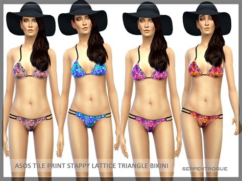 The Sims Resource Asos Tile Print Stappy Lattice Triangle Bikini