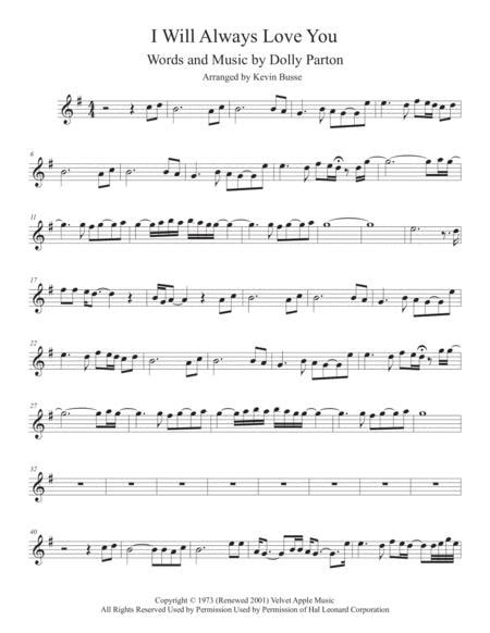 I Will Always Love You By Dolly Parton Digital Sheet Music For Individual Part Download