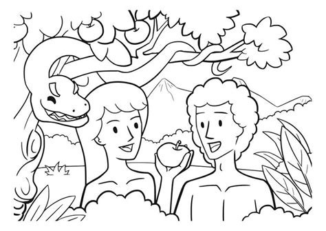 Dibujo para colorear adán y eva Adan y eva Artesanía biblica