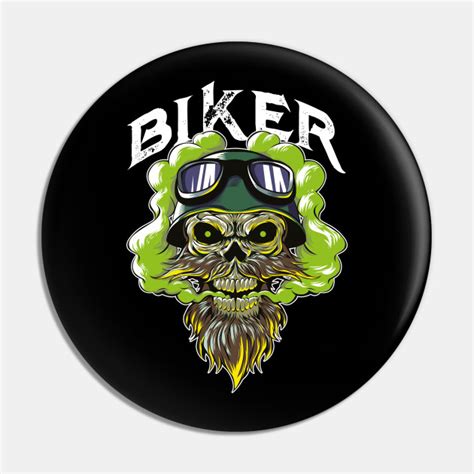 Biker Skull Head Beard Helmet Tattoo Cool Bike Rider Motorcycle