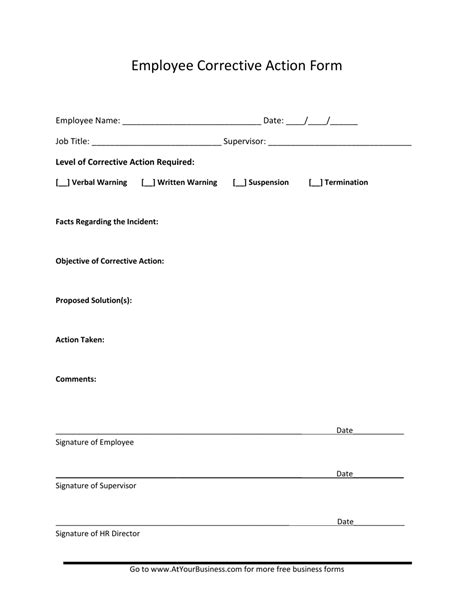 Employee Corrective Action Form Fill Out Sign Online And Download