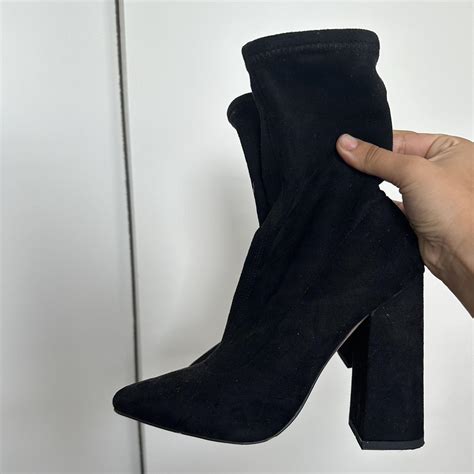 Missguided Sock Heeled Boots Size Uk 4 Worn Couple Depop