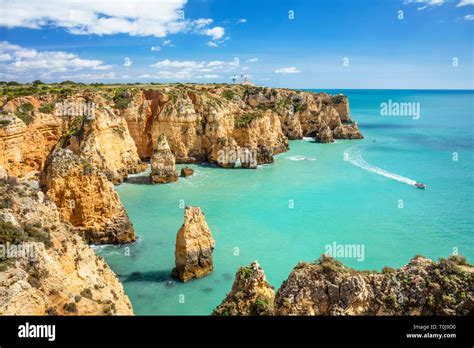 Algarve Coast Portugal Ponta Da Piedade Coastal Rock Formations With