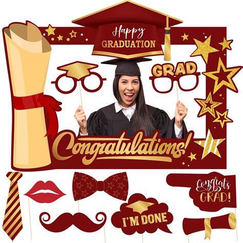Buy Graduation Photo Booth Props 2023 Maroon and Gold Graduation