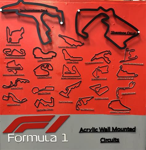 F1 Tracks Acrylic Black Wall Mounted Grand Prix Circuit