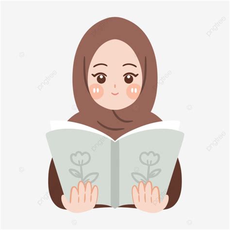 Cute Hijab Girl Reading Book Reading Hijab Girl Cute PNG Transparent Clipart Image And PSD