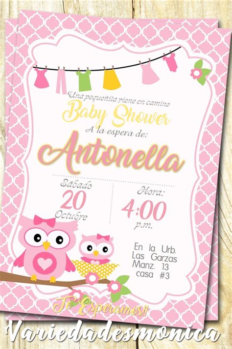 Baby Shower Tarjeta De Invitación Digital Personalizada Buhos Para Envi