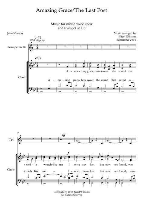 Amazing Grace Satb Choir With The Last Post Trumpet Sheet