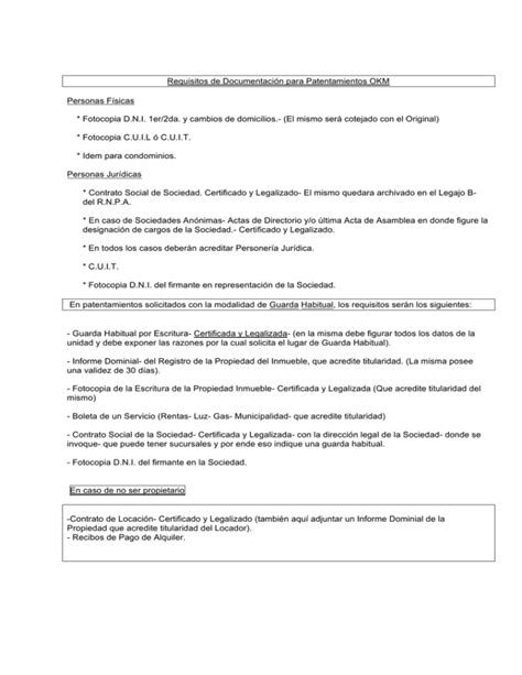Requisitos De Documentaci N Para Patentamientos Okm Personas
