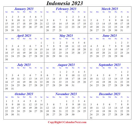 Indonesia 2023 Calendar Pdf Calendar Next