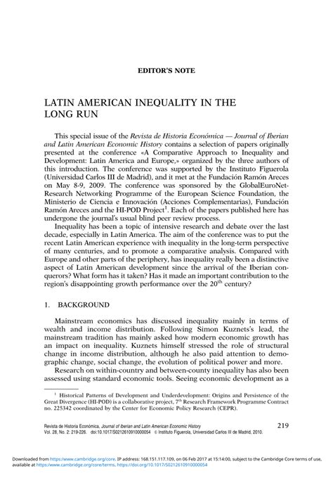 Pdf Latin American Inequality In The Long Run