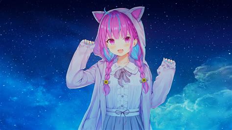 Vtuber Minato Aqua Cat Ear 1080p 60fps Wallpaper Engine Anime 4k