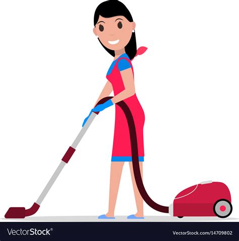 Cartoon Girl With A Vacuum Cleaner Royalty Free Vector Image