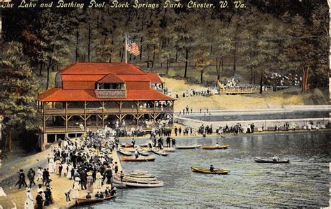 Chester West Virginia Rock Springs Park Birdseye View Antique Postcard