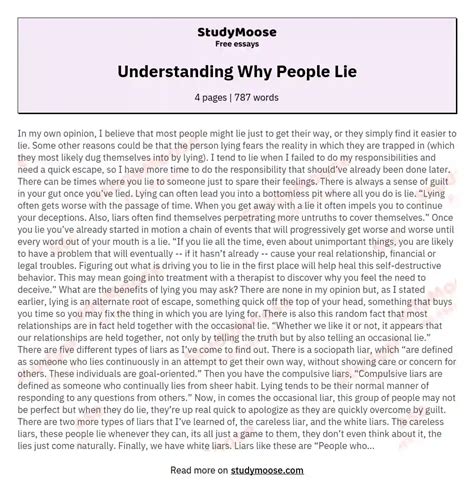 understanding why people lie free essay example