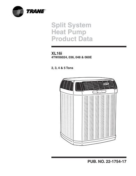 Trane Split System Heat Pump Product Data Xl16i 4twx6024 036