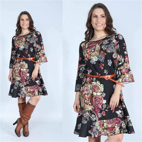 Vestito da donna corto con particolare manica ampia e lunga, firmato baba design. Vestito elegante/cocktail fantasia floreale per le taglie ...