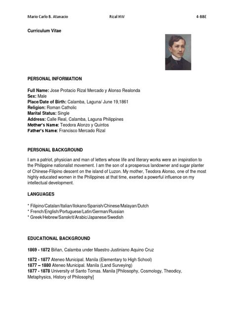 Cv format pick the right format for your situation. Curriculum Vitae Rizal | Manila | Philippines