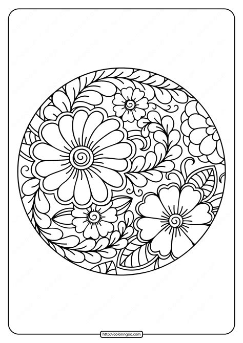 Printable Circle Border Flower Coloring Page