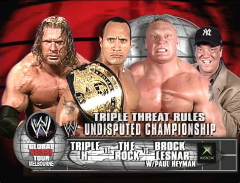 Triple H Vs The Rock Vs Brock Lesnar Global Warning Tour 2002 R