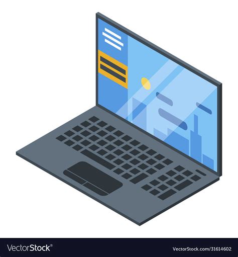 Open Notebook Pc Icon Isometric Style Royalty Free Vector