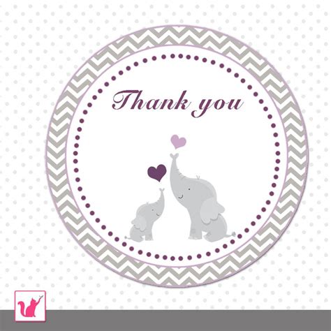 Frog prince paperie via project. Elephant Favor Labels Grey Purple Chevron Gift Favor Thank ...