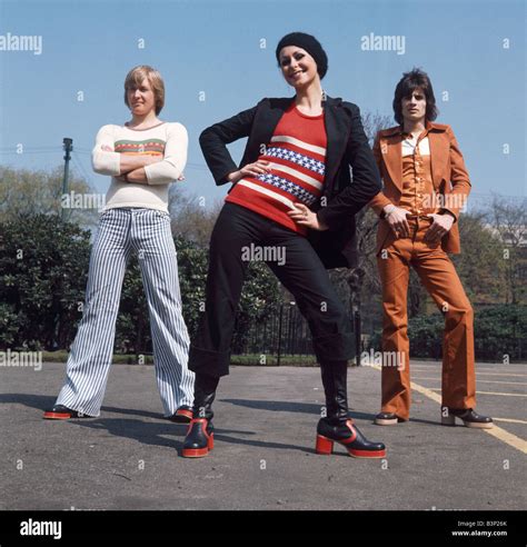 Glasgow Fashion 1972two Men And One Woman Wearing Flared Trousers