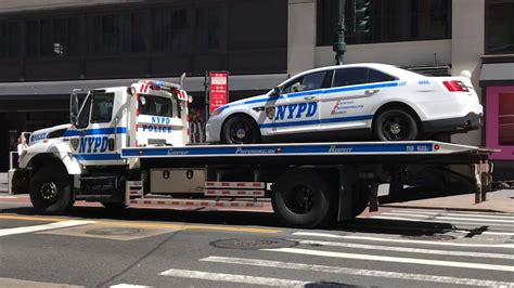 Nypd Fleet Services Flatbed Towing A Nypd Slick Top On West 34th Street