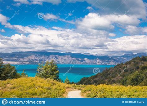 Bertran Lake And Mountains Beautiful Landscape Chile Patagonia South