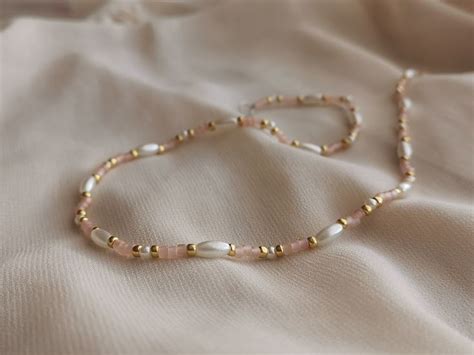 Beaded Rainbow Pearl Necklace Cute Seed Bead Jewelry Etsy Beaded