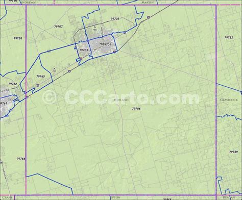 Midland Texas Zip Codes Midland County Zip Code Boundary Map