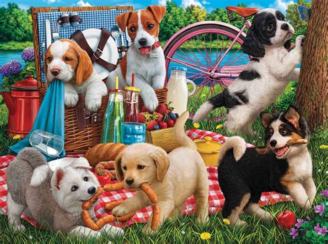 Puppies on a Picnic 500 | SunsOut.com