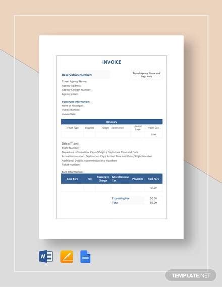 Free 14 Travel Invoices In Ms Word Pdf