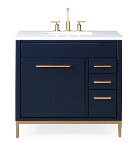 This navy blue vanity and mirror combination from fox hollow cottage is a great inspiration starting point. 36" Tennant Brand Beatrice Navy Blue Contemporary Bathroom ...