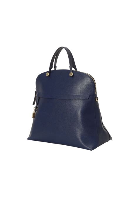 Bolsa Furla Leather Handle Bag Azul Original Gringa