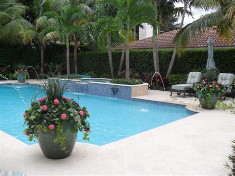 Flowering Planters Around Pool Plants Around Pool Backyard Pool