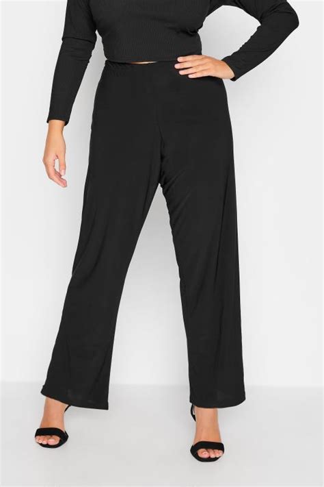 Plus Size Black Elasticated Stretch Straight Leg Trousers Yours Clothing