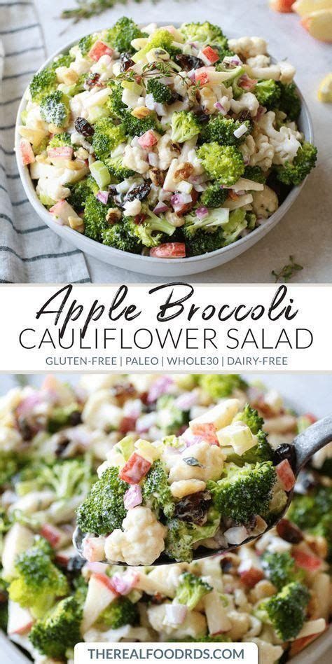 Here is a healthy cold salad made with yogurt instead of all that mayo. Apple Broccoli Cauliflower Salad - The Real Food ...
