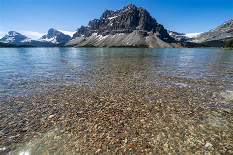 Bow Lake In Banff National Park On A Sunny Summer Canada Day Stock