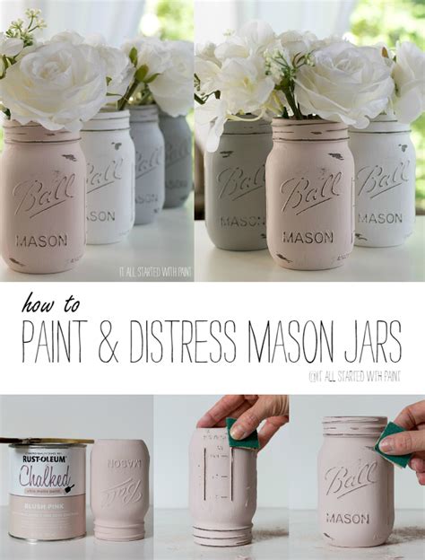How To Paint And Distress Mason Jars Mason Jar Diy Distressed Mason
