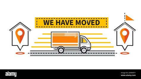 We Have Moved Announcement Icon Change Address Location Truck Moving