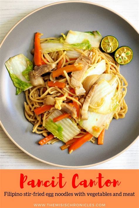 Pancit Canton Is A Filipino Stir Fried Egg Noodles With Meat And