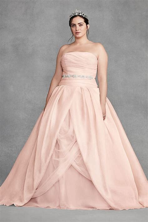 White By Vera Wang Organza Plus Size Wedding Dress Pink Wedding