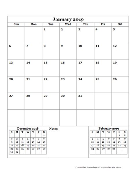 2019 Blank Monthly Planner Free Printable Templates