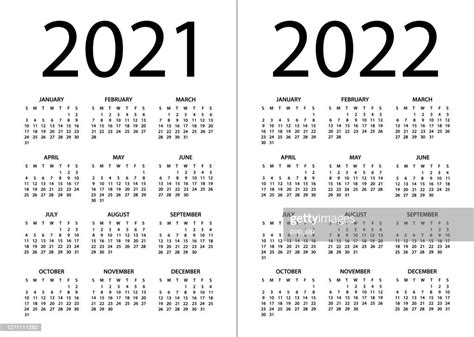 Calendar 2021 2022 Vector Illustration Week Starts On Sunday High Res