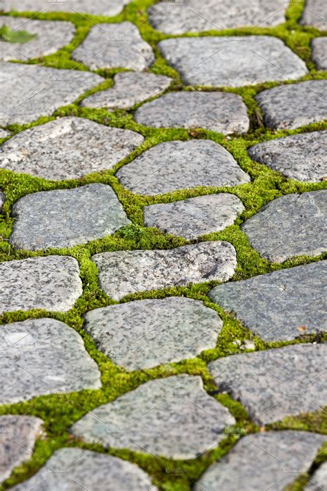 Old Cobblestone Pavement Grass Paving Grass Driveway Pavement